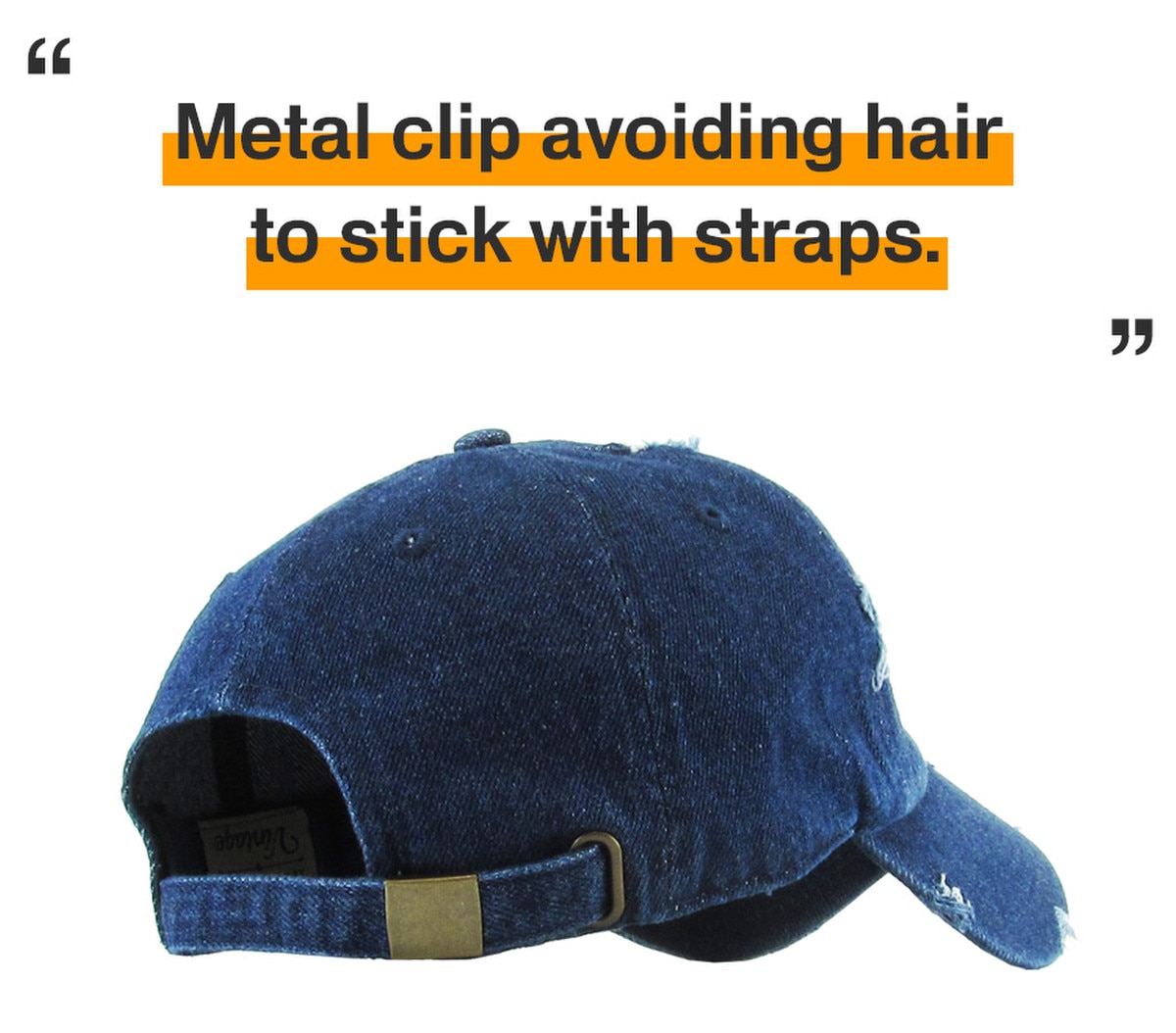 Dark Denim Distressed Vintage Baseball Cap Back Side View